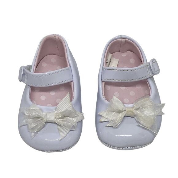 Baby Deer Girl's White Patent Skimmer Crib Shoes 1M Infant Hook & Loop Closure - Picture 3 of 14